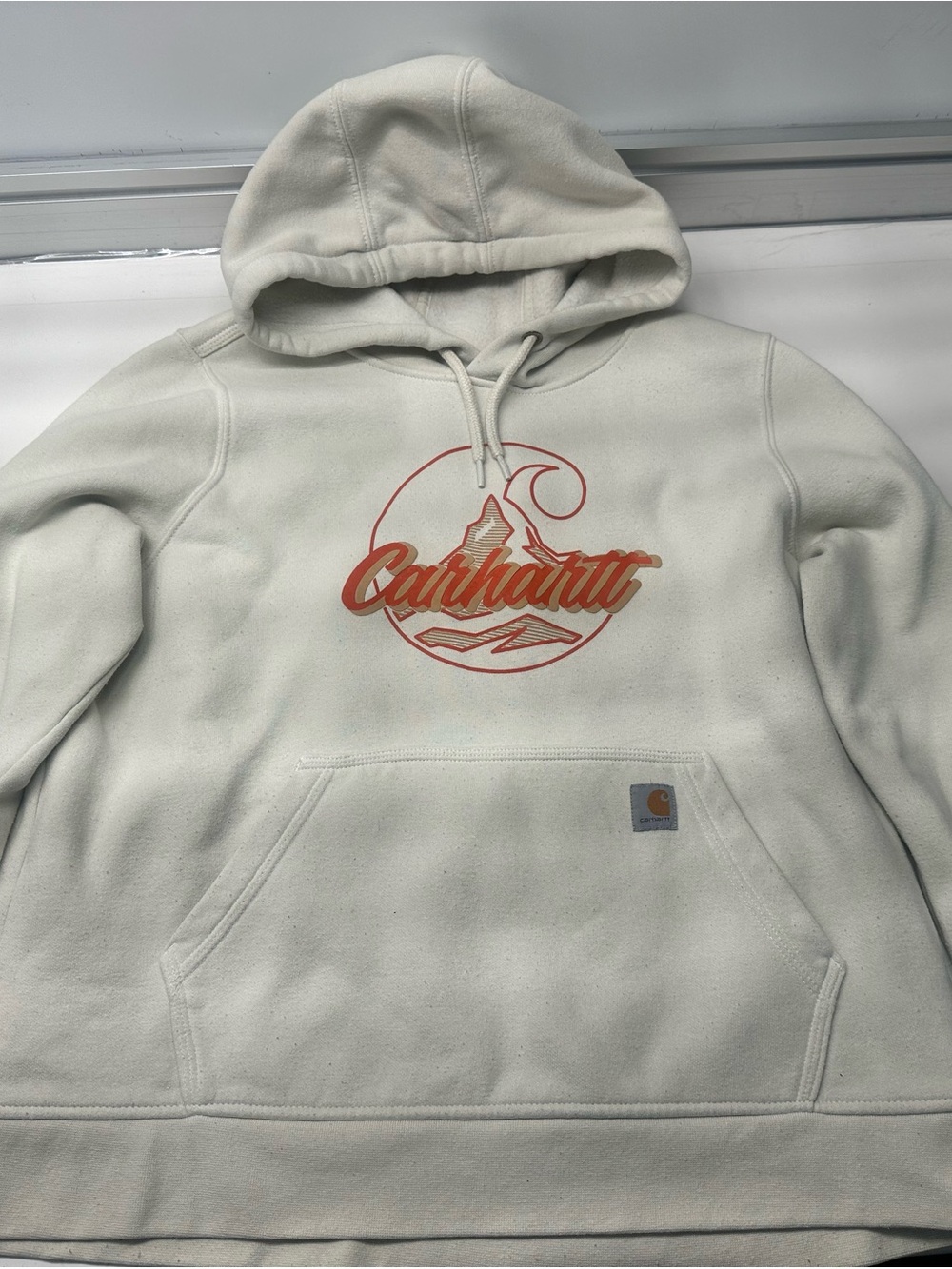 Carhartt Women’s Cream Logo Hoodie - Outdoor Graphic Pullover XL